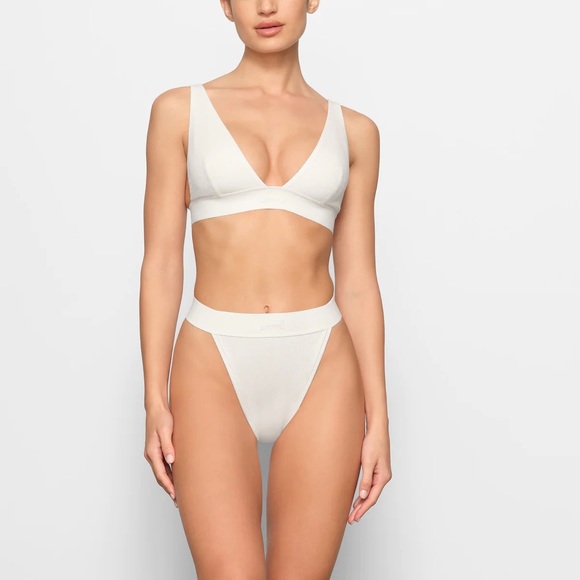 SKIMS Other - Skims Cotton Ribbed Thong In Marble
